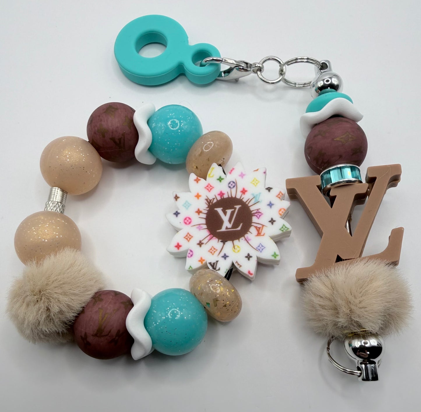 Tan LV Tumbler Handle Bracelet & Charm