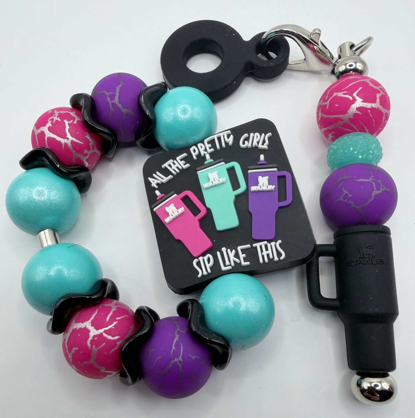 All The Pretty Girls Sip Like This Tumbler Handle Bracelet & Charm