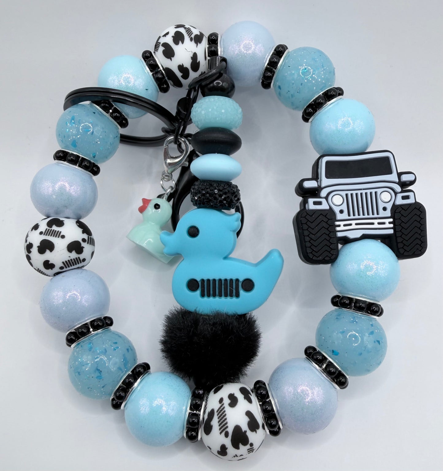 Blue Jeep Wristlet With Keychain Add On