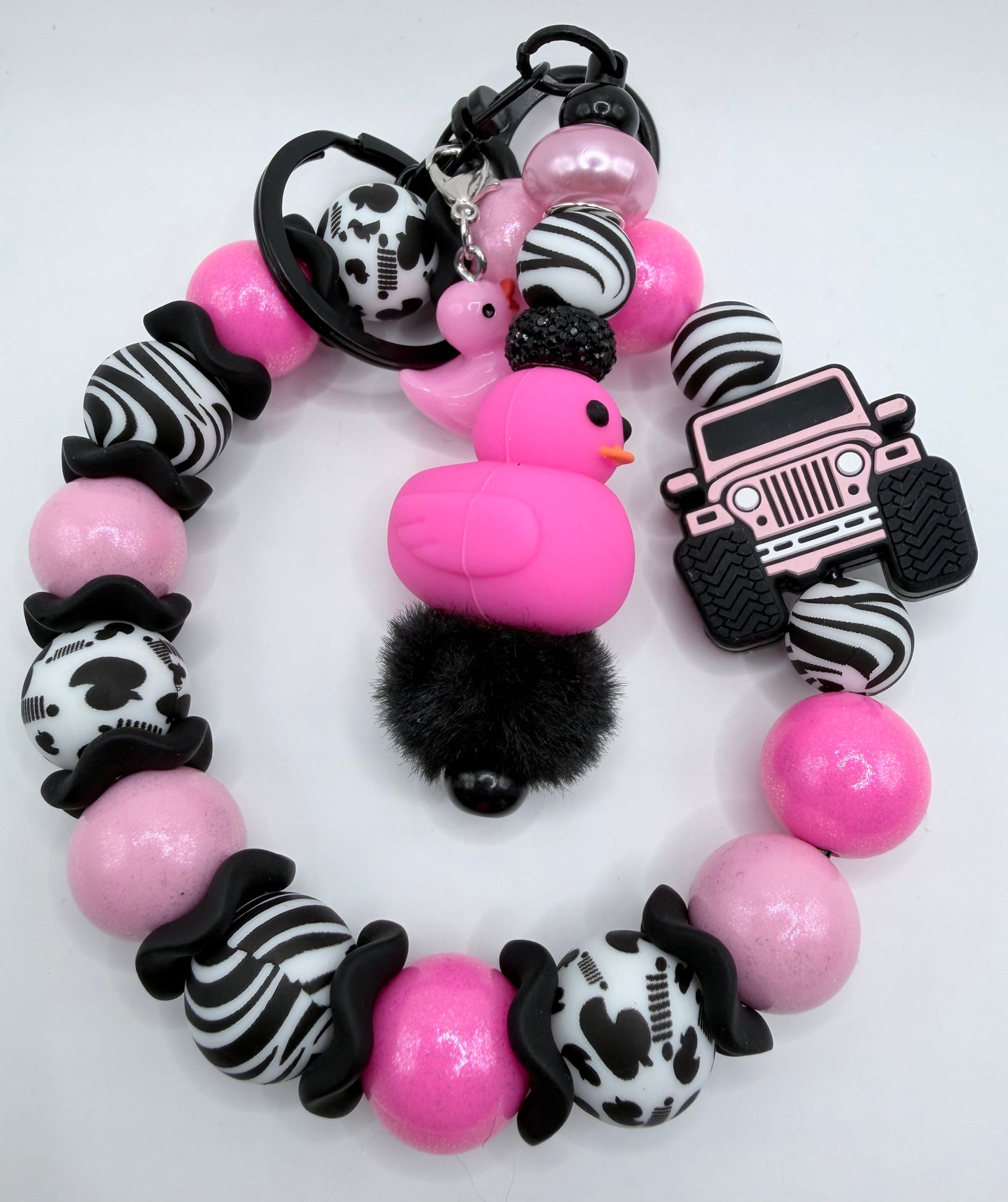 Pink Jeep Wristlet With Keychain Add On