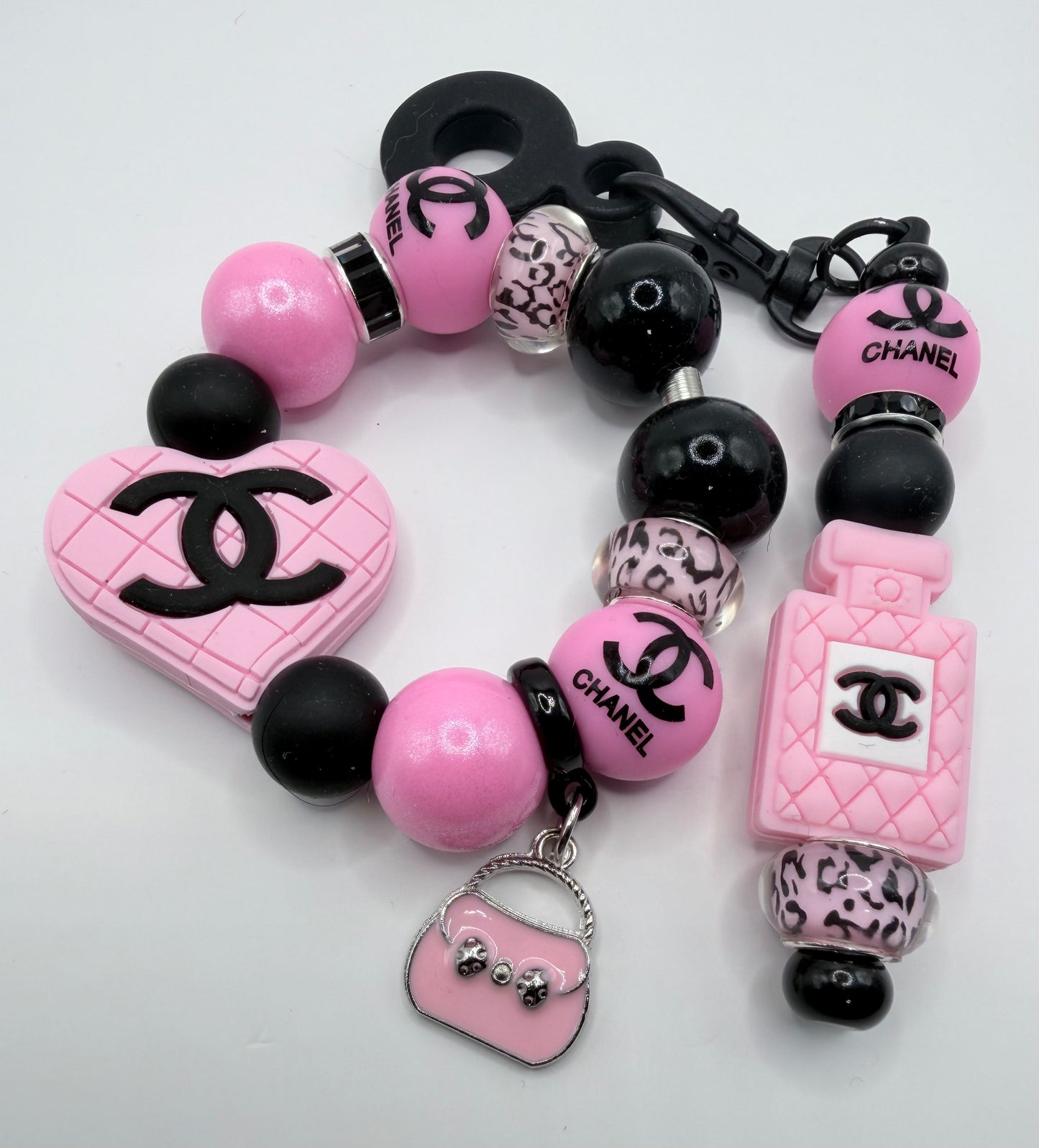 Pink CC Tumbler Handle Bracelet & Charm