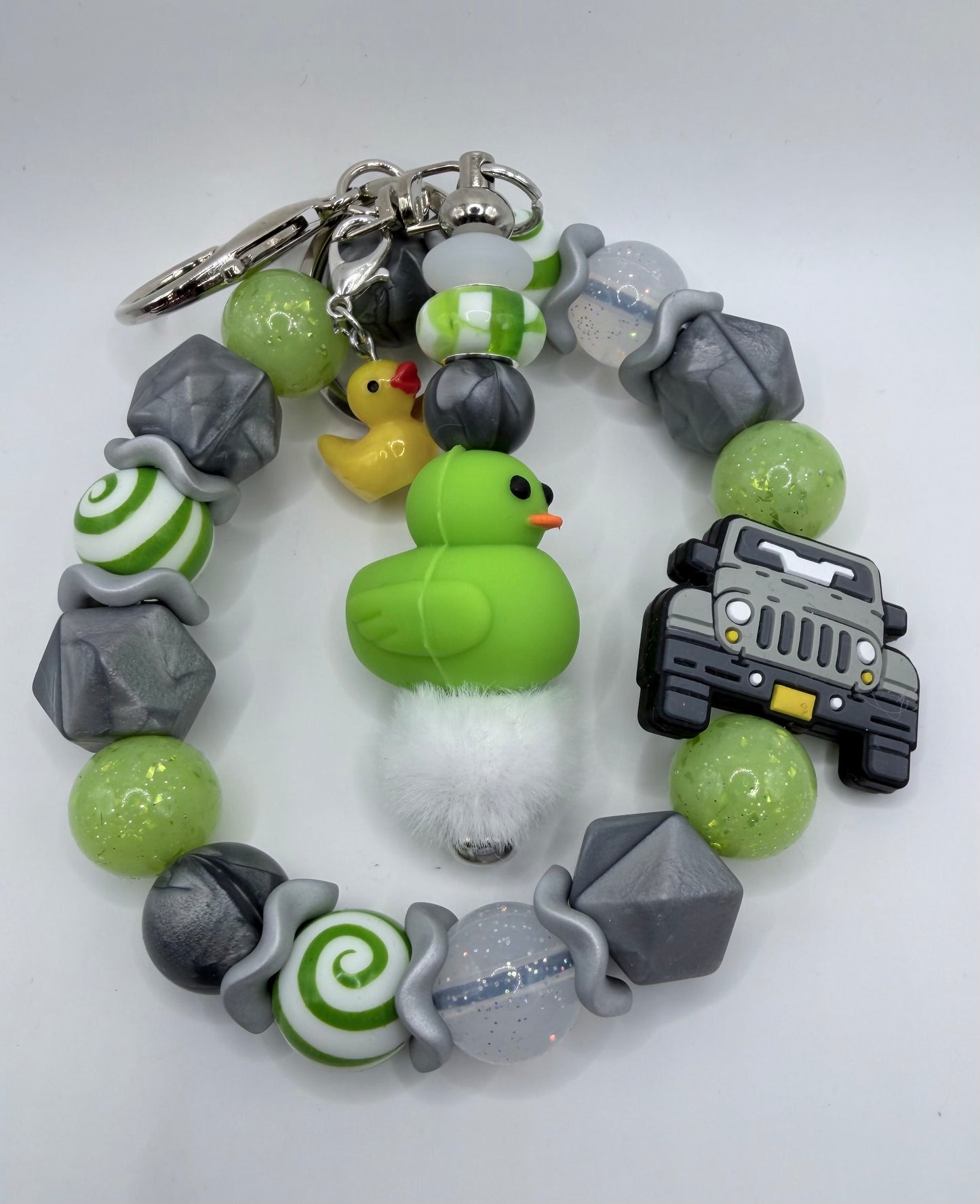 Grey Jeep Wristlet With Keychain Add On