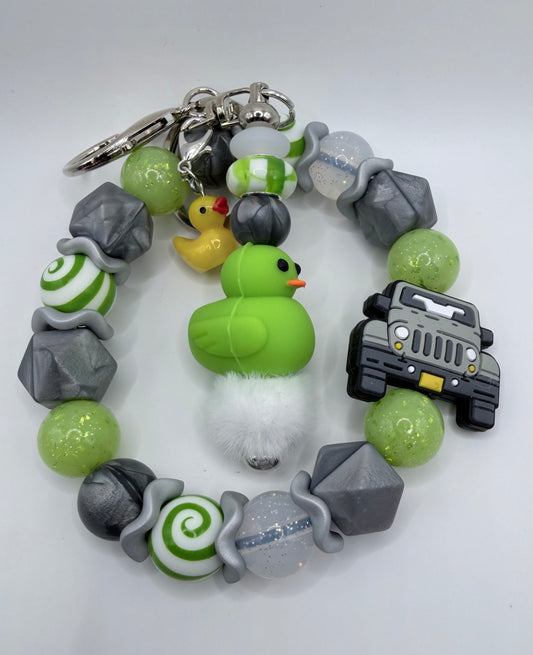 Grey Jeep Wristlet With Keychain Add On