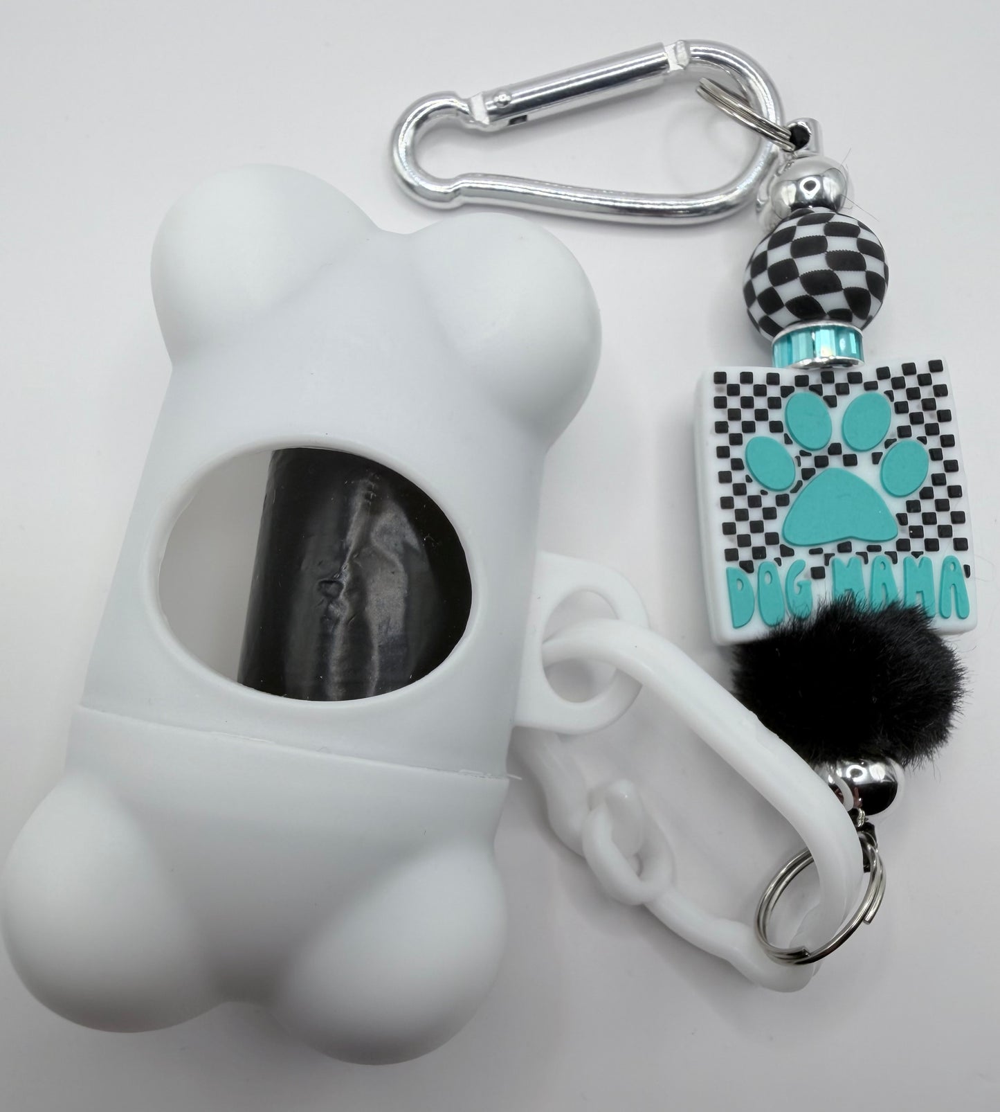 White/Checkered Dog Poo Bag Dispenser
