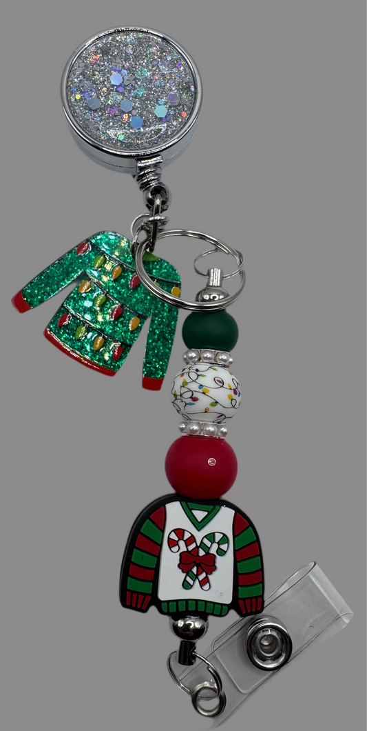 Ugly Christmas Sweater Badge Reel