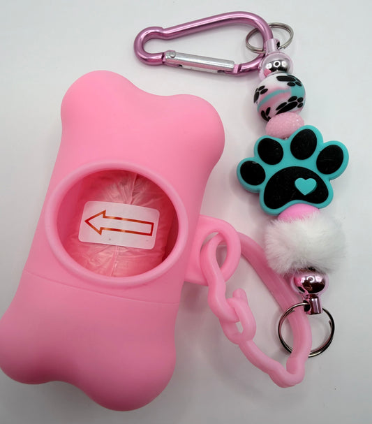 Pink/Teal Dog Poo Bag Dispenser