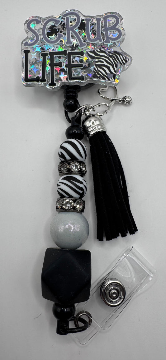 Zebra Scrub Life Badge Reel