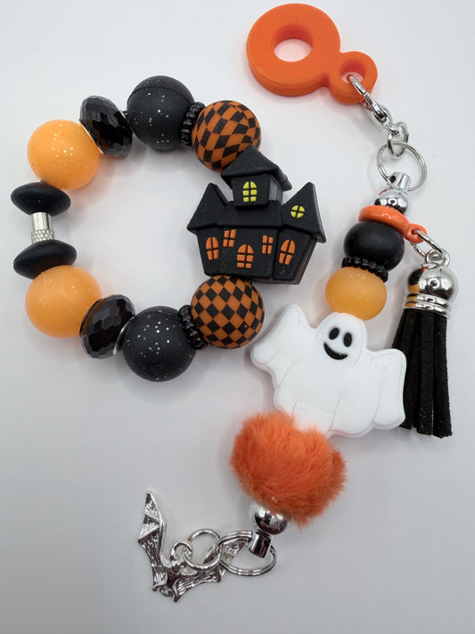 Haunted House Tumbler Handle Bracelet & Charm