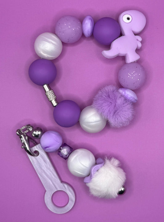 Purple Dino Handle Bracelet & Charm