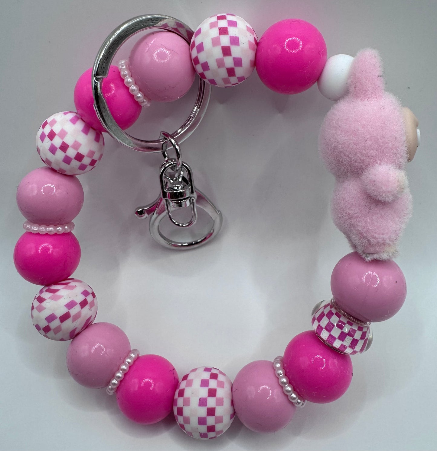 Pink Labubu lookalike Wristlet
