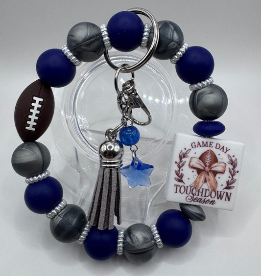 Blue & Silver Football Wristlet