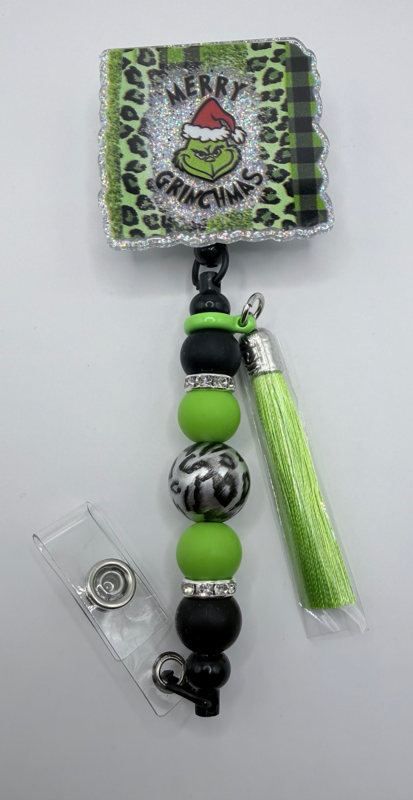 Merry Grinchmas Lime Green Badge Reel