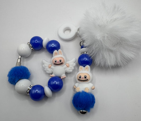 White Labubu (lookalike)Handle Bracelet & Chaarm