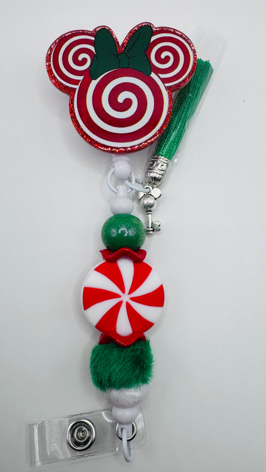 Peppermint Mickey Badge Reel