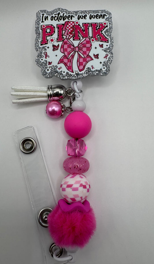 In October We Wear Pink Badge Reel