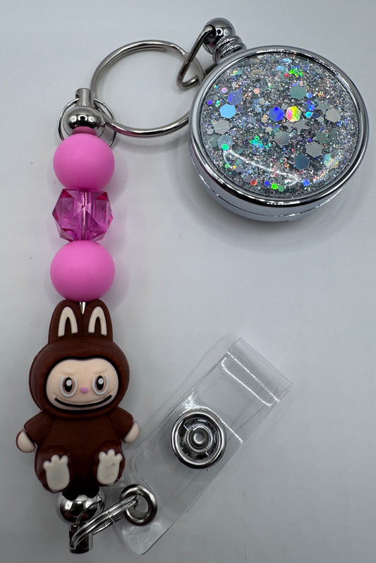 Brown Labubu lookalike Badge Reel